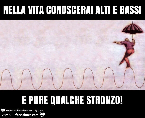 Nella vita conoscerai alti e bassi e pure qualche stronzo