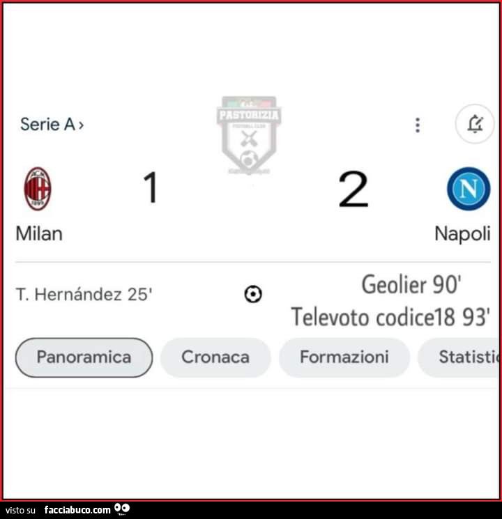 Milan 1 Napoli 2 con goal di Geolier e Televoto