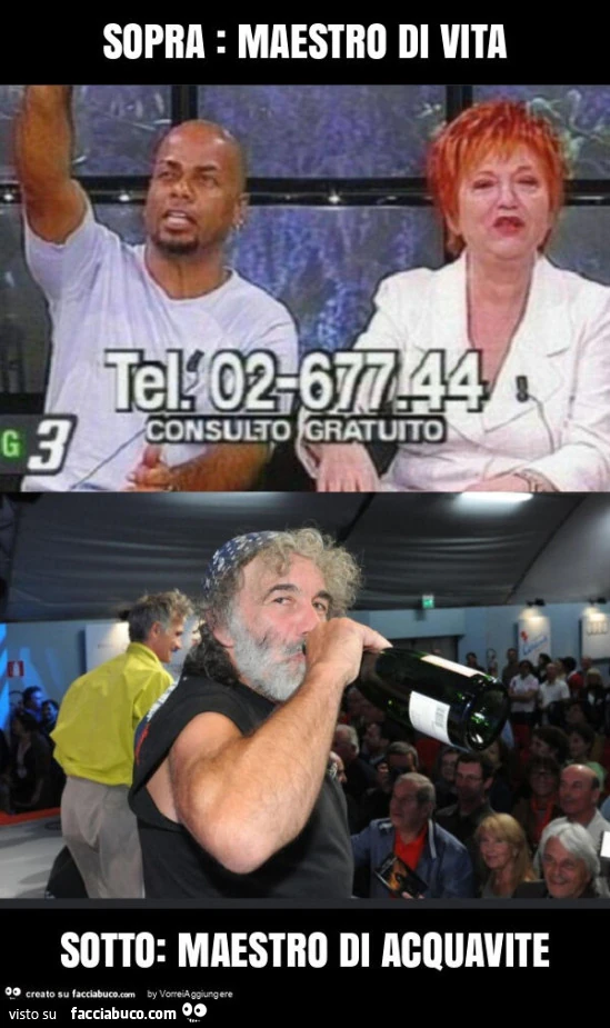 Sopra: maestro di vita sotto: maestro di acquavite