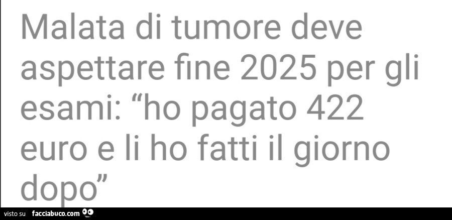 Malata di tumore deve aspettare fine 2025 per gli esami: ho pagato 422 euro e li ho fatti il giorno dopo