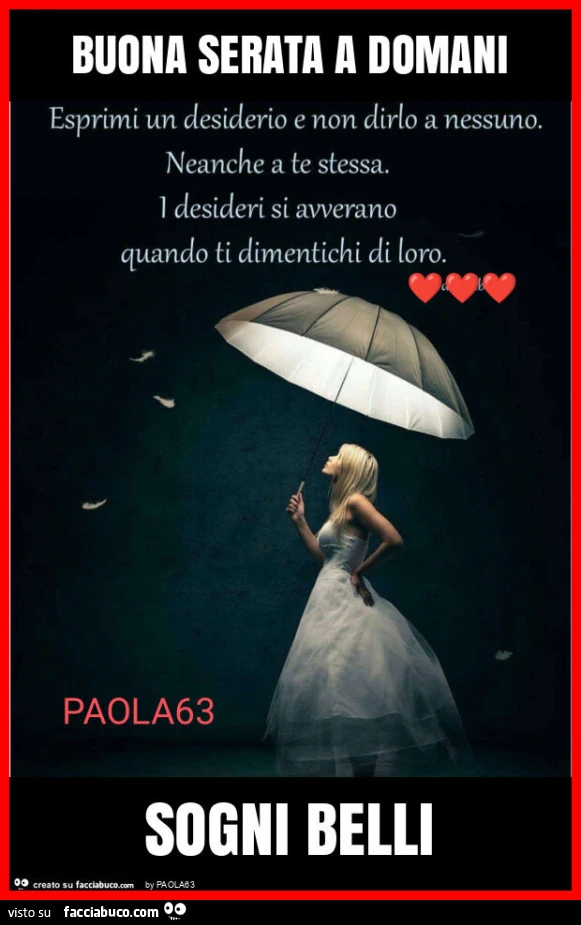 Buona serata a domani sogni belli