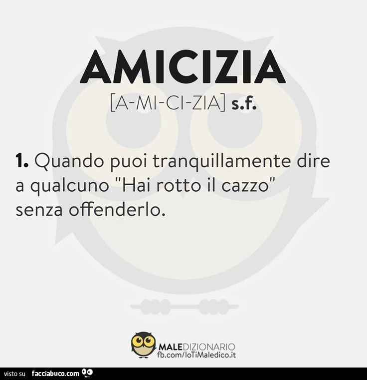 Amicizia. Quando puoi tranquillamente dire a qualcuno hai rotto il cazzo senza offenderlo