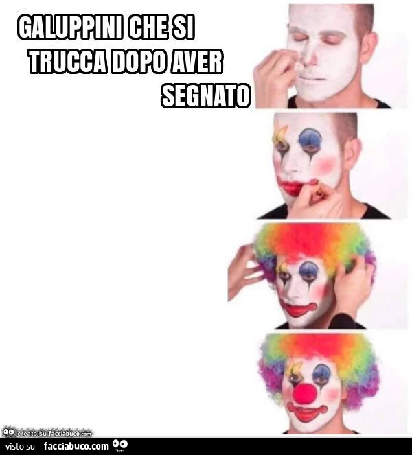 Galuppini che si trucca dopo aver segnato