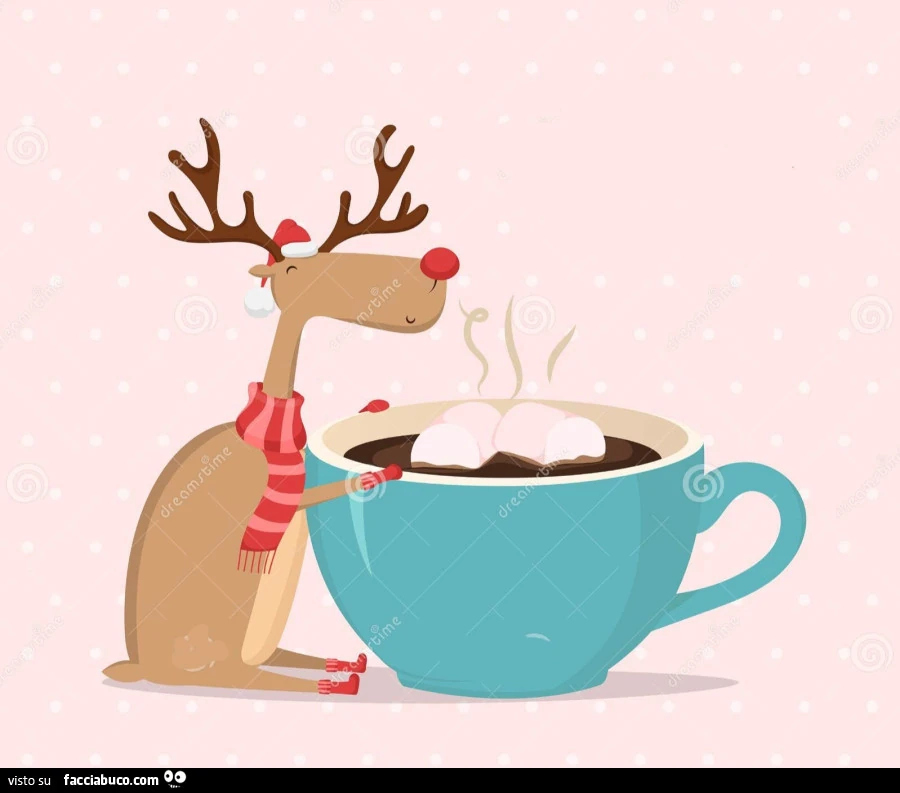Cerbiatto con tazza di caffè