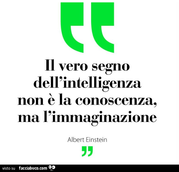 Il vero segno dell'intelligenza non è la conoscenza, ma l'immaginazione. Albert Einstein