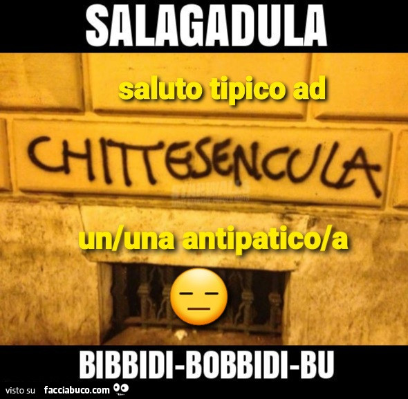 Salagadula chittesencula bibbidi bobbidi bu. Saluto tipico