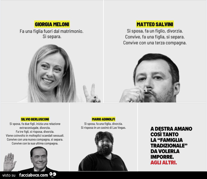 A destra amano così tanto la famiglia tradizionale da volerla imporre. Agli altri