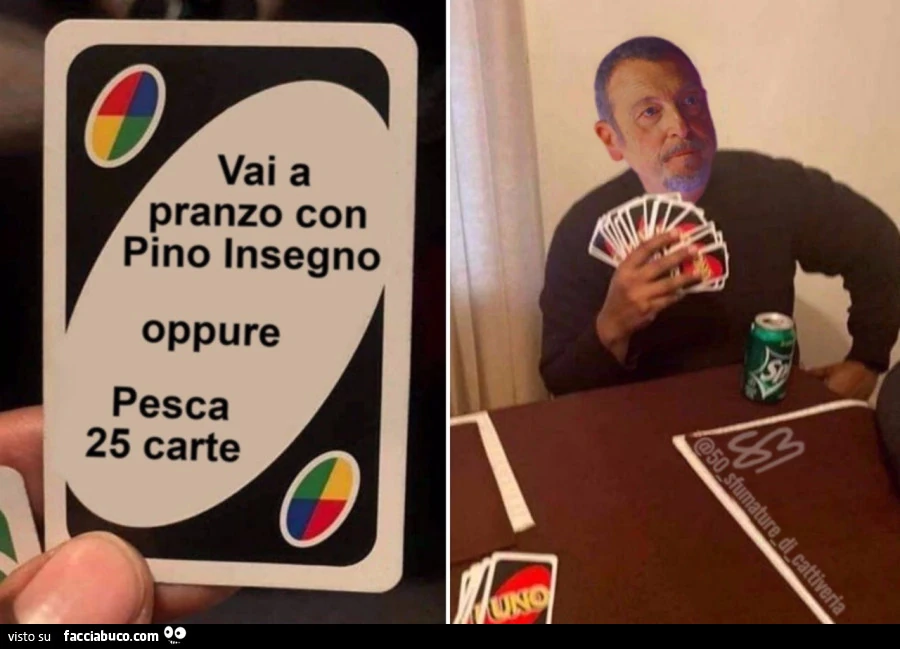 Vai a pranzo con Pino Insegno oppure pesca 25 carte