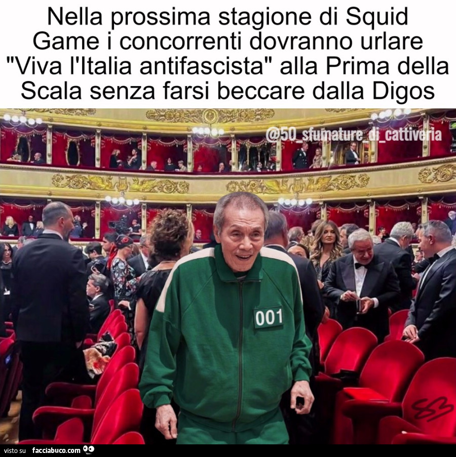 Squid Game urlare viva l'Italia antifascista