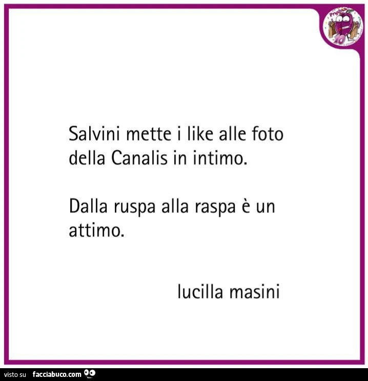 Salvini mette i like alle foto della canalis in intimo. Dalla ruspa alla raspa è un attimo. Lucilla masini