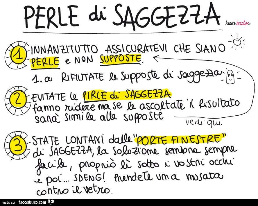 Perle saggezza: innanzitutto assicuratevi che siano perle e non supposte