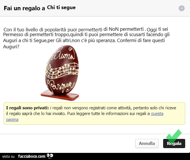 Fai un regalo a chi ti segue: uovo di pasqua