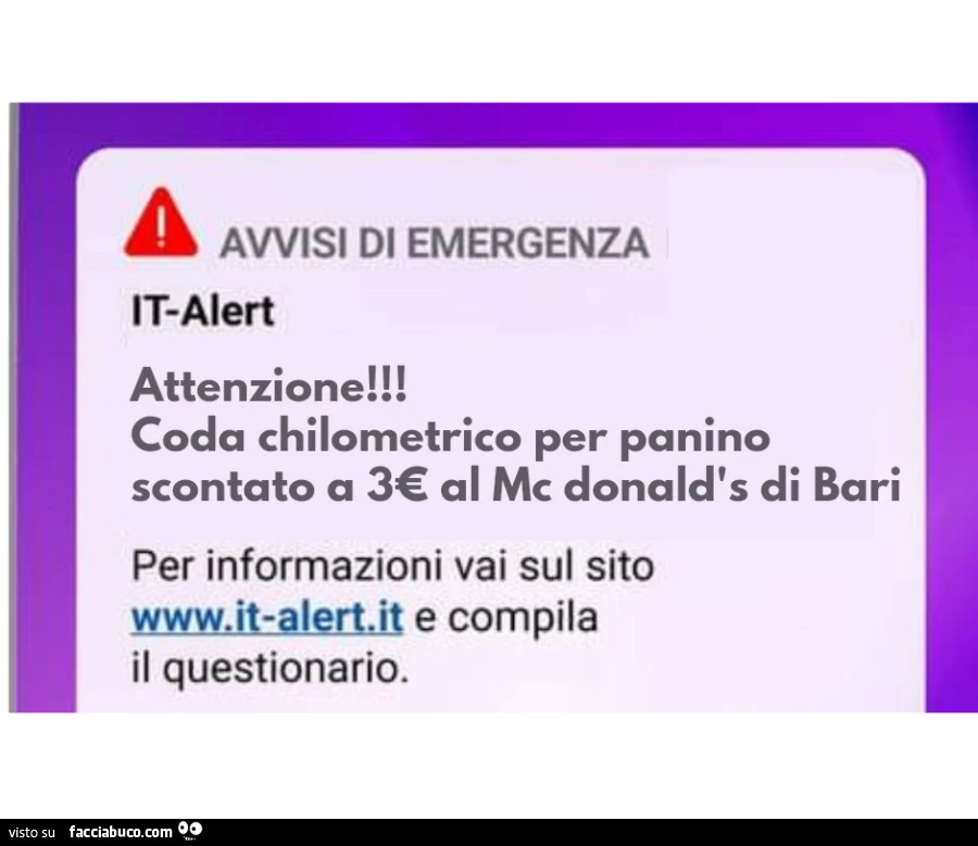 It alert e mc donald's