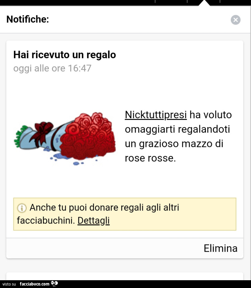 Nicktuttipresi ha voluto omaggiarti regalandoti un grazioso mazzo di rose rosse