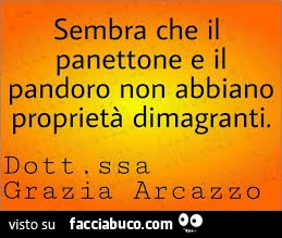 Sembra che il panettone e il pandoro non abbiano proprietà dimagranti. Dottoressa grazia arcazzo
