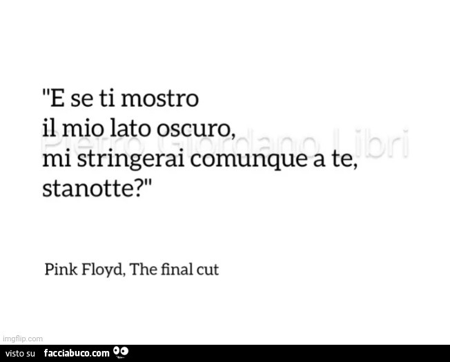 E se ti mostro il mio lato oscuro, mi stringerai comunque a te, stanotte? Pink floyd, the final cut