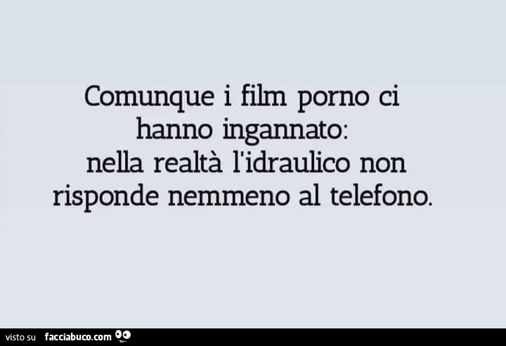 Comunque i film porno ci hanno ingannato: nella realtà l'idraulico non risponde nemmeno al telefono