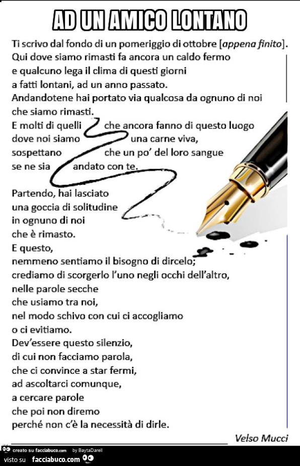 Ad un amico lontano. Lettera di Velso Mucci 1957