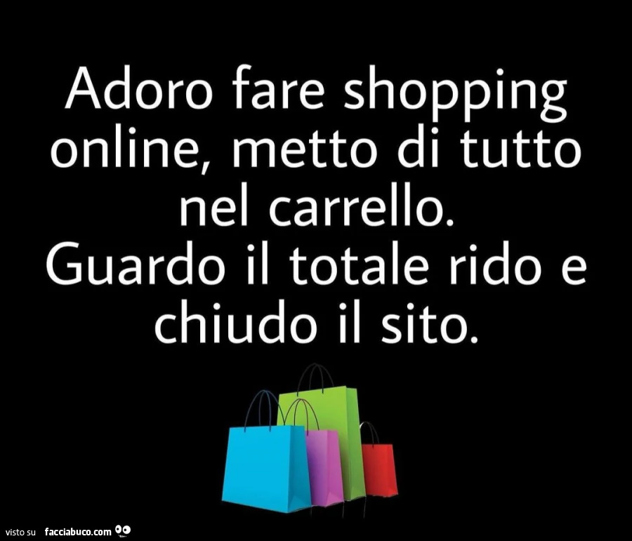 Adoro fare shopping online, metto di tutto nel carrello. Guardo il totale rido e chiudo il sito