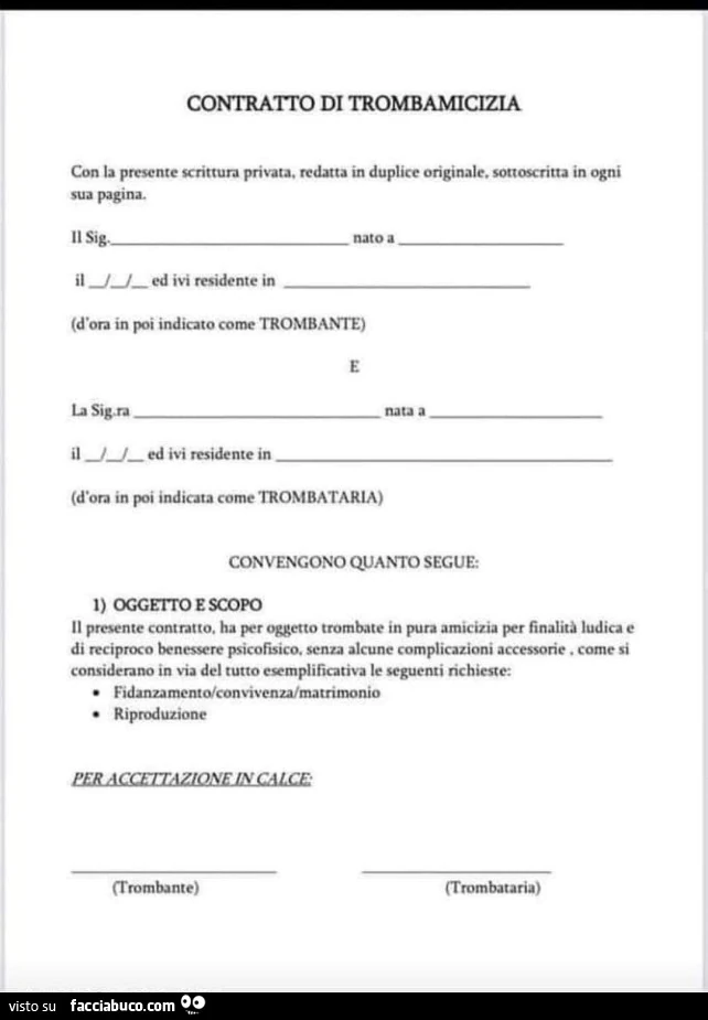 Contratto di Trombamicizia