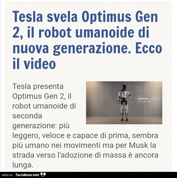 Tesla svela optimus gen 2, il robot umanoide di nuova generazione