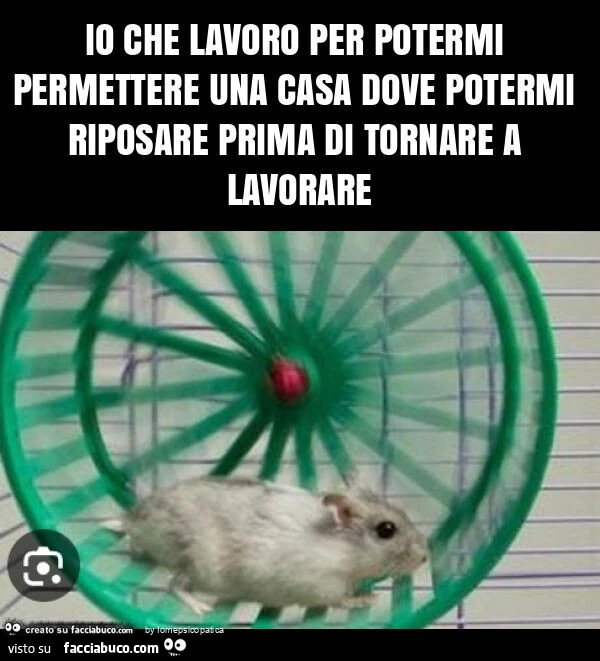 Io che lavoro per potermi permettere una casa dove potermi riposare prima di tornare a lavorare