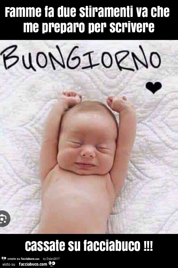 Famme fa due stiramenti va che me preparo per scrivere cassate su facciabuco