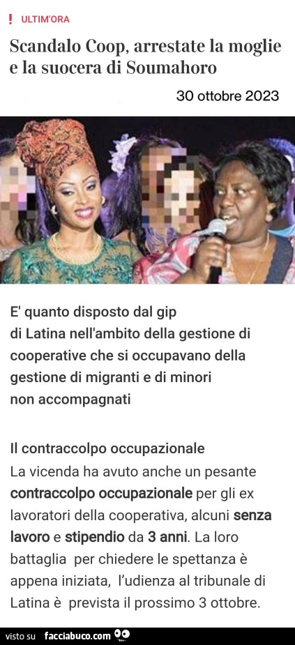 Scandalo coop, arrestate la moglie e la suocera di soumahoro