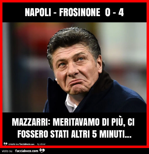 Napoli - frosinone 0 - 4 mazzarri: meritavamo di più, ci fossero stati altri 5 minuti