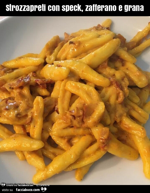 Strozzapreti con speck, zafferano e grana