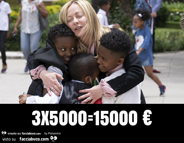 Meloni abbraccia i bambini