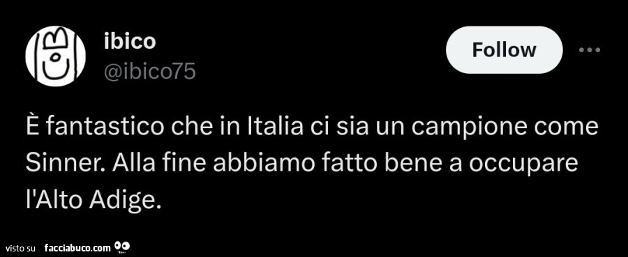 È fantastico che in italia ci sia un campione come sinner. Alla fine abbiamo fatto bene a occupare l'alto adige