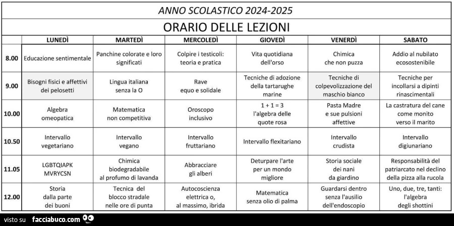 Anno scolastico 2024-2025. Orario delle lezioni
