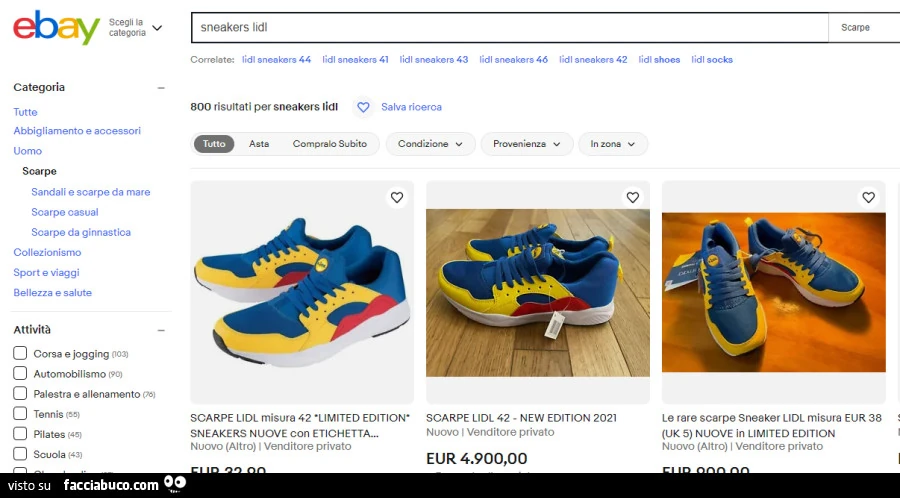 Scarpe di Lidl su ebay