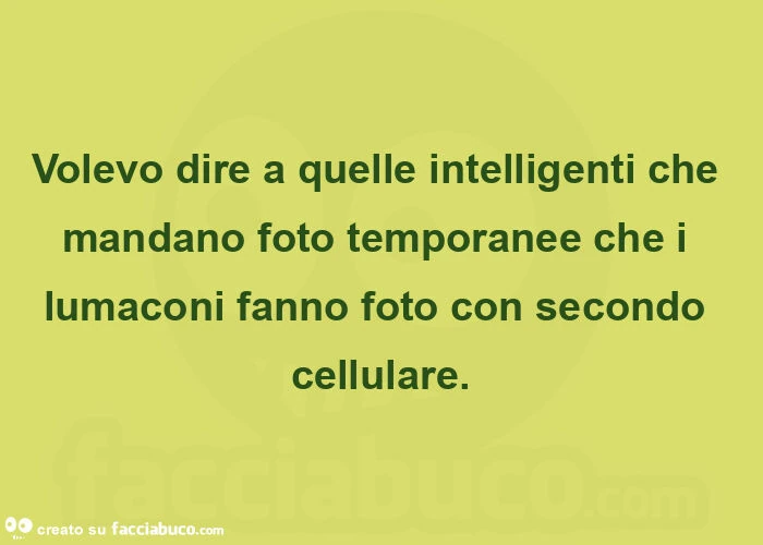 Volevo dire a quelle intelligenti che mandano foto temporanee che i lumaconi fanno foto con secondo cellulare