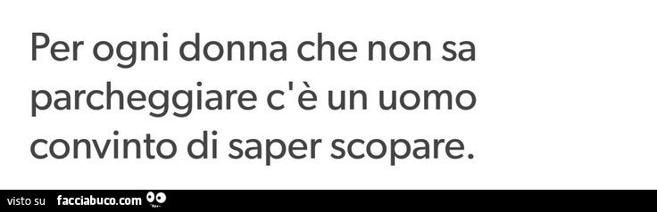 Per ogni donna che non sa parcheggiare c'è un uomo convinto di saper scopare