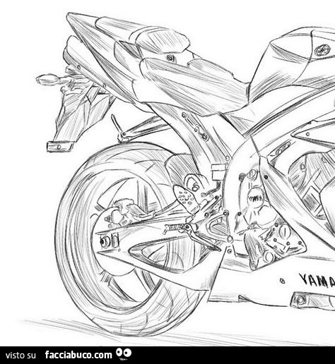 Disegno a matita della moto Yamaha