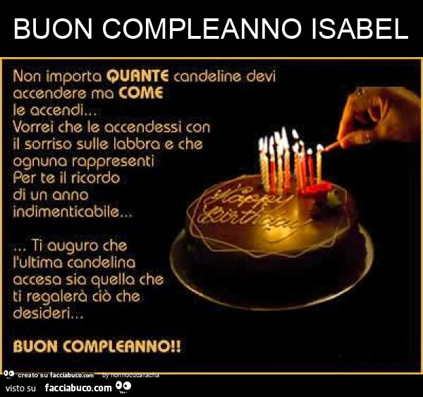 Buon compleanno isabel