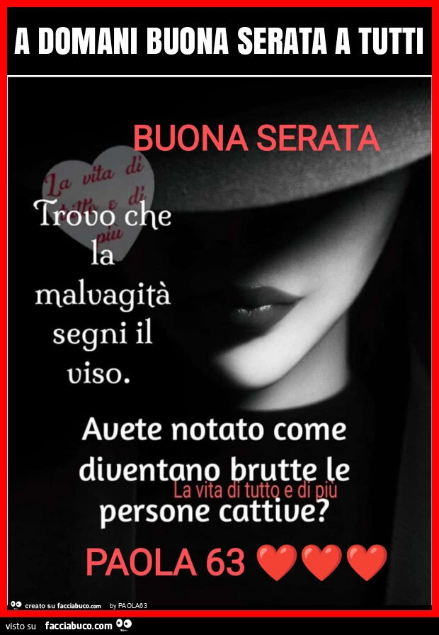 A domani buona serata a tutti