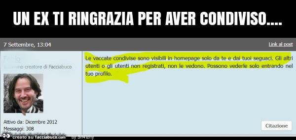 Un ex ti ringrazia per aver condiviso