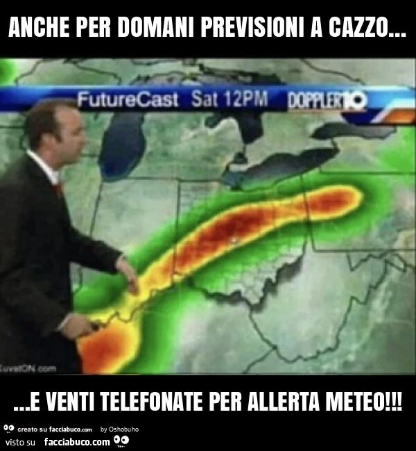 Anche per domani previsioni a cazzo&hellip; e venti telefonate per allerta meteo