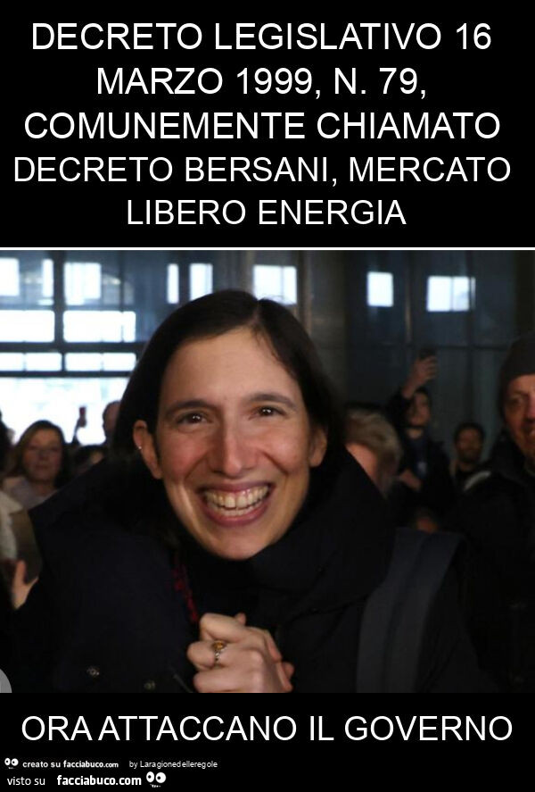 Decreto legislativo 16 marzo 1999, n. 79, comunemente chiamato decreto bersani, mercato libero energia ora attaccano il governo