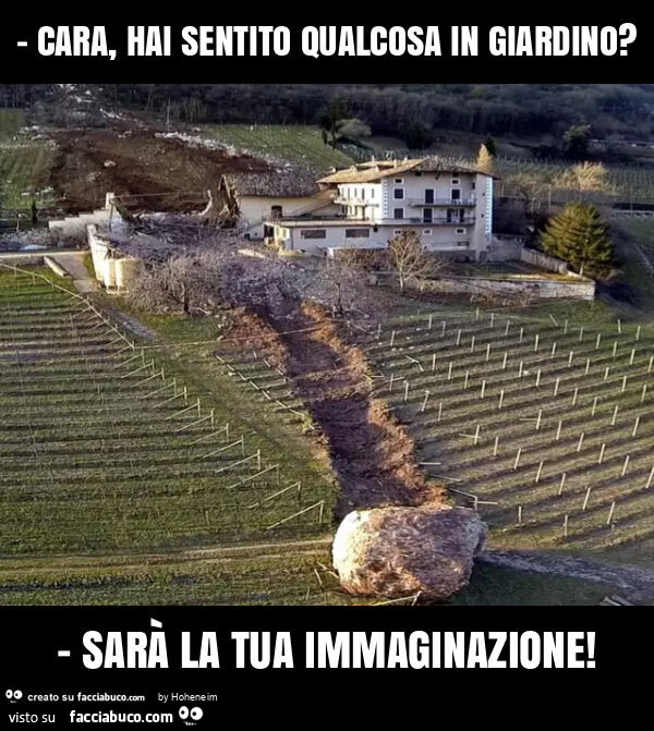 Cara, hai sentito qualcosa in giardino? - Sarà la tua immaginazione