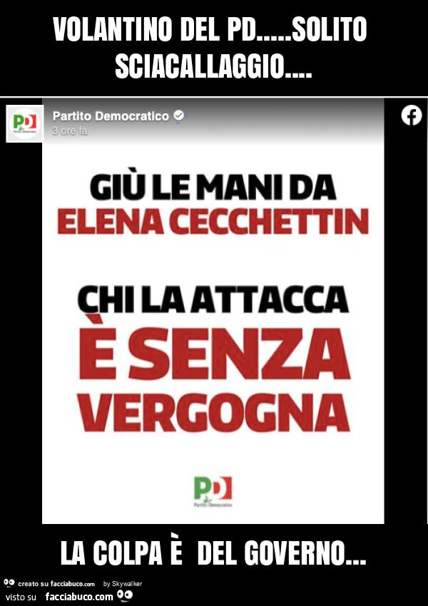 Volantino del pd… solito sciacallaggio… la colpa è del governo