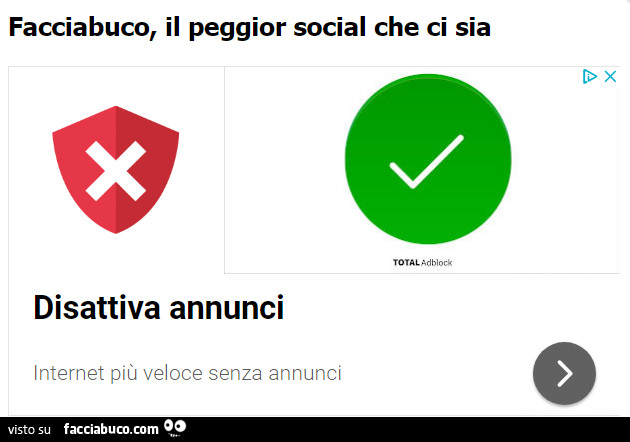 Facciabuco, pubblicità adblock