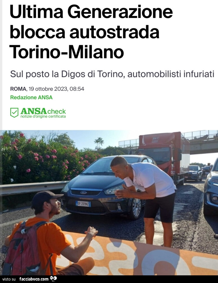 Ultima generazione blocco stradale torino-milano