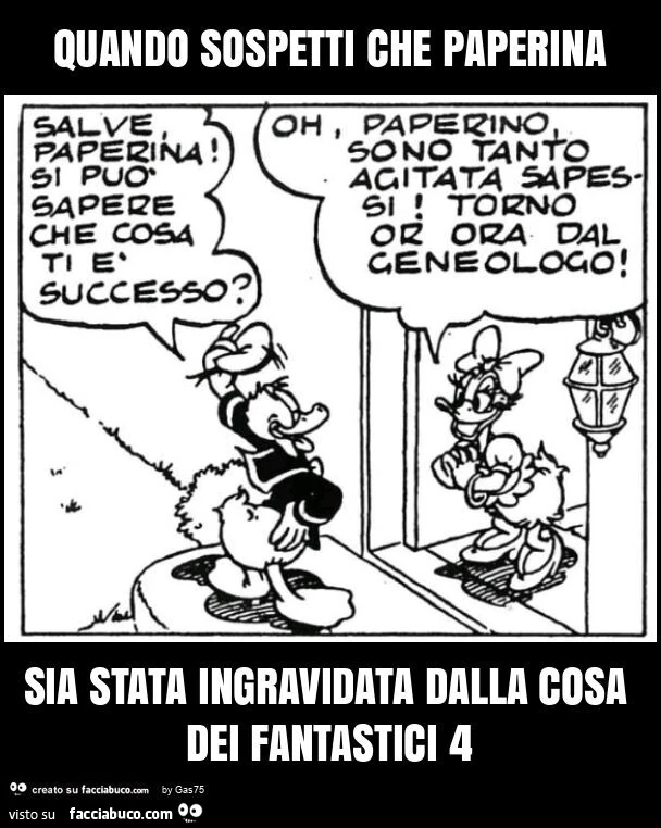 Quando sospetti che paperina sia stata ingravidata dalla cosa dei fantastici 4