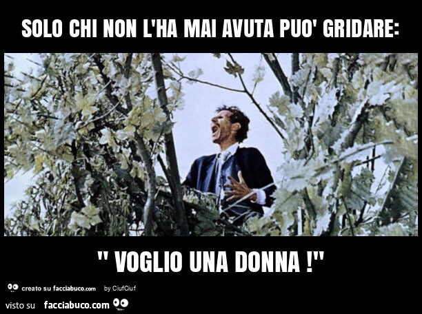 Solo chi non l'ha mai avuta può gridare: " voglio una donna! "