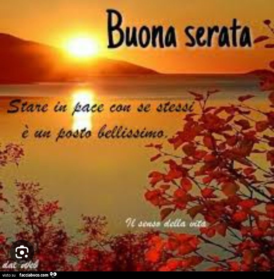 Buona serata. Stare in pace con se stessi è un posto bellissimo