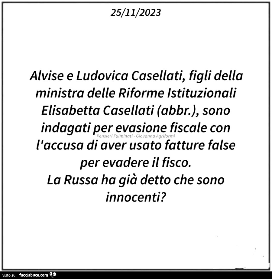 Alvise e ludovica casellati, figli della ministra delle riforme istituzionali elisabetta casellati sono indagati per evasione fiscale